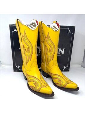 Texhorn Planet Cowboy Yellow Western Boots Women's Cowboy Boots Size 8.5